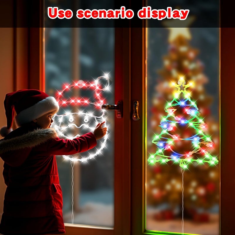 SUPHONOR 16" Christmas Window Silhouette LED Lights Decorations, Pack of 2 Sign Lighted Santa Claus Head and Christmas Tree Christmas Window Lights with for Indoor Wall Door Glass Decor - Image 4